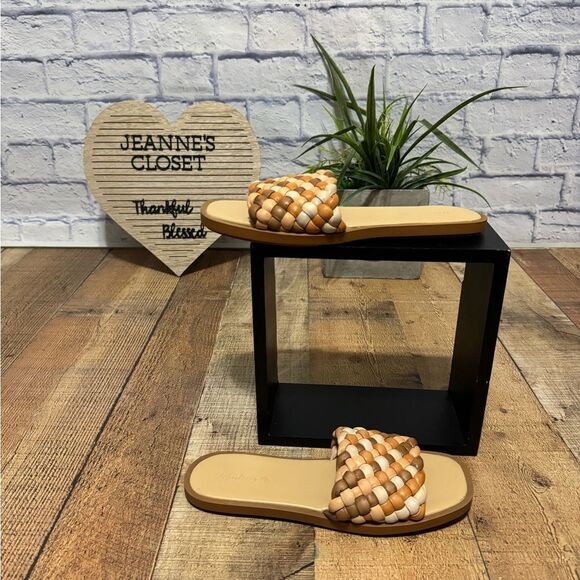 Madewell The Suzi Slide Puffy Woven Sandals Shoes size 8.5 M Leather - Picture 7 of 10